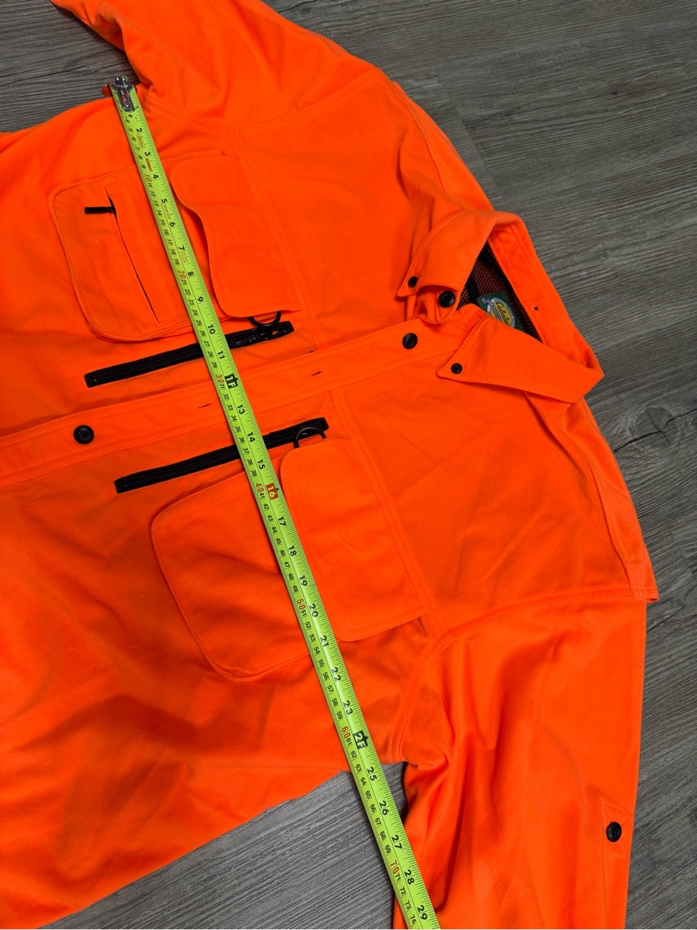 Cabelas Mens M Blaze Orange Fleece Hunting Shirt Utility Pocket Vented Back - Picture 10 of 10